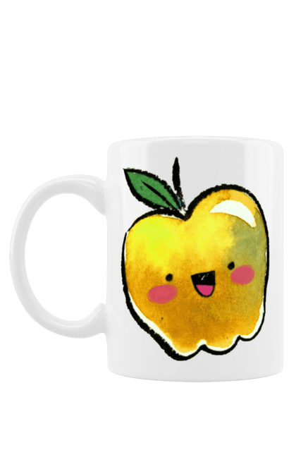 Чашка з принтом "Миле жовте яблуко". Літо, миле, смайлик, яблуко. 2070702