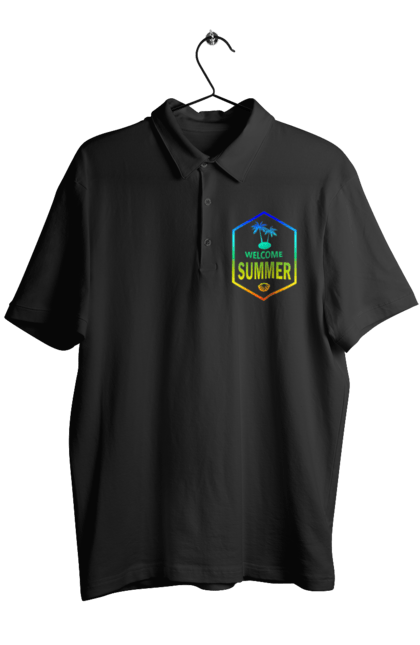 Поло чоловіче з принтом "Привіт літо 1". Градієнт, літо, привіт. 2070702