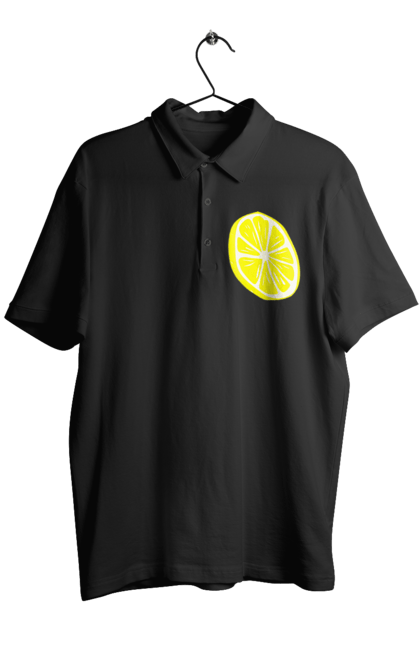 Поло чоловіче з принтом "Лимон". Великий, лимон, яскравий. 2070702