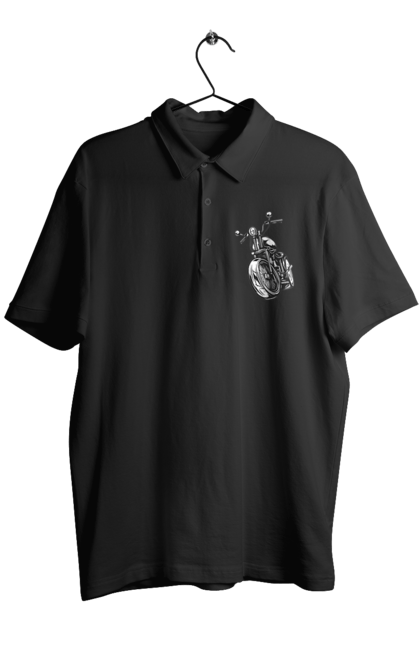 Поло чоловіче з принтом "мотоцикл". Байк, вінтаж, мото, ретро. 2070702