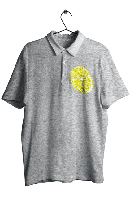 Поло чоловіче з принтом "Лимон". Великий, лимон, яскравий. 2070702