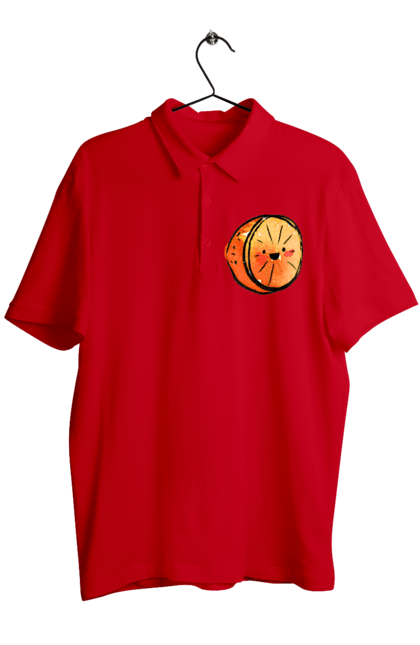 Men`s polo with prints Cute orange. Expensive, orange, smiley, summer. 2070702