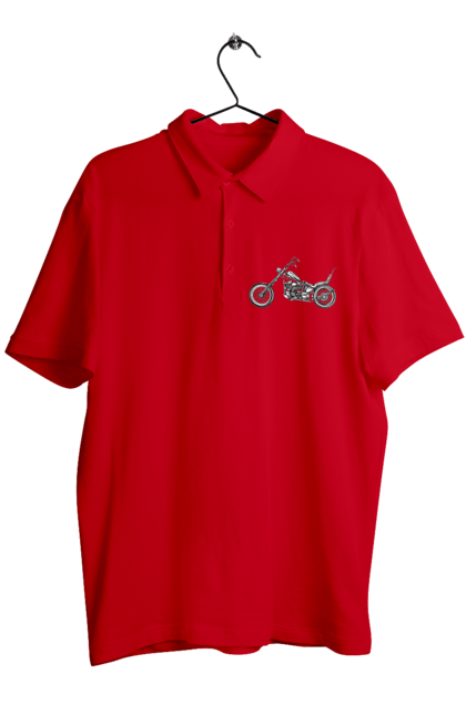 Поло чоловіче з принтом "Мотобайк". Вінтаж, мото, ретро. 2070702