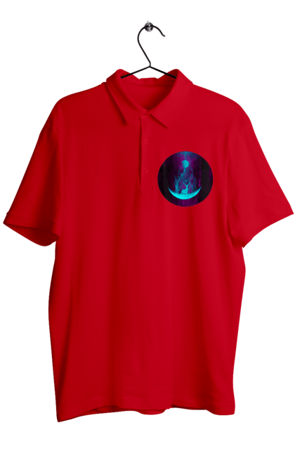 Men`s polo with prints Deer Silhouette. Bright, deer, month, roham, silhouette. 2070702