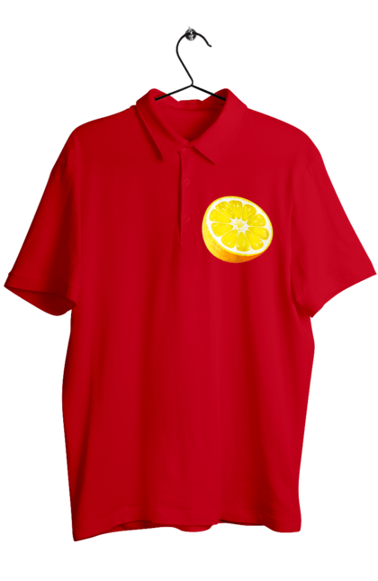 Поло чоловіче з принтом "Половина лимона". Лимон, літо, свіжість. 2070702