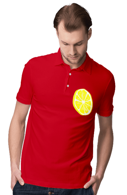 Men`s polo with prints Lemon. Big, bright, lemon. 2070702