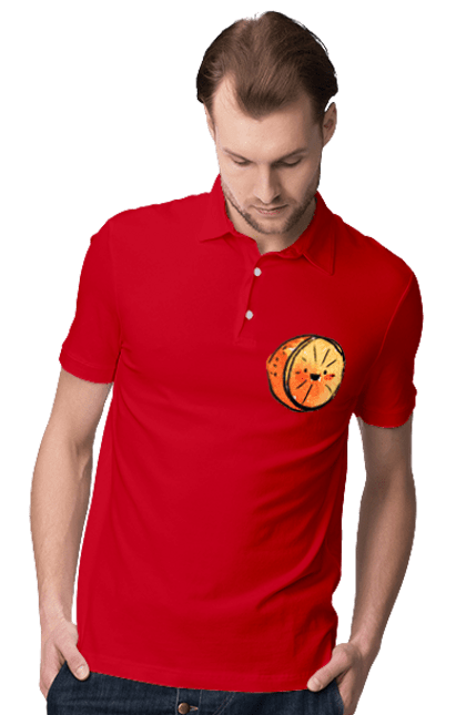 Men`s polo with prints Cute orange. Expensive, orange, smiley, summer. 2070702