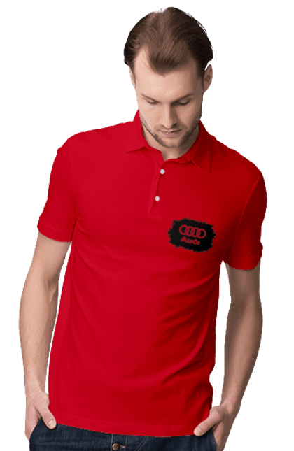 Поло чоловіче з принтом "Ауді чорний лого". Ауді, машини. 2070702