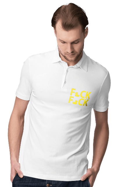Поло чоловіче з принтом "Дак Фак жовтий". Качечки, напис, прикол, фак фак. 2070702
