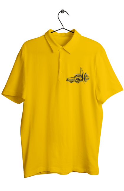 Men`s polo with prints 06 Surf 2. Machine, retro, surfing, vintage. 2070702