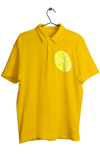 Поло чоловіче з принтом "Лимон". Великий, лимон, яскравий. 2070702