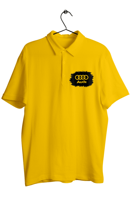 Men`s polo with prints Audi black ravines. Audi, cars. 2070702