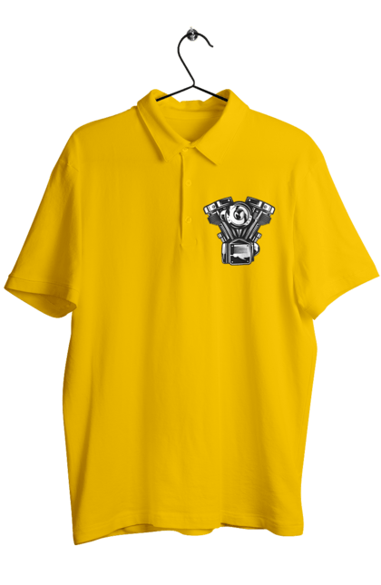 Men`s polo with prints moto engine. Engine, moto, retro, vintage. 2070702