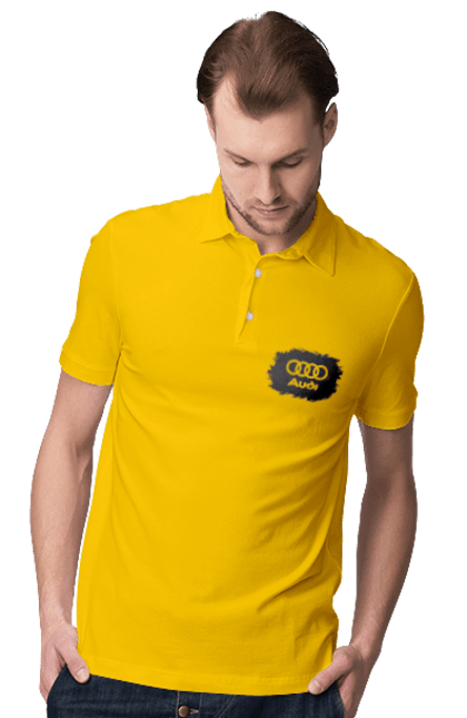 Men`s polo with prints Audi black ravines. Audi, cars. 2070702