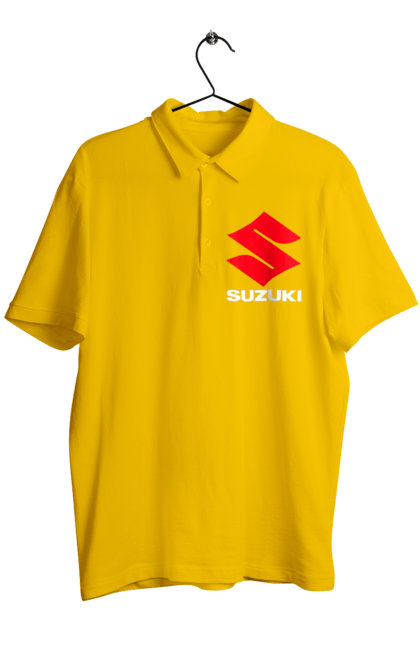 Men`s polo with prints Suzuki Wh. Auto, logotype, machine, suzuki. 2070702
