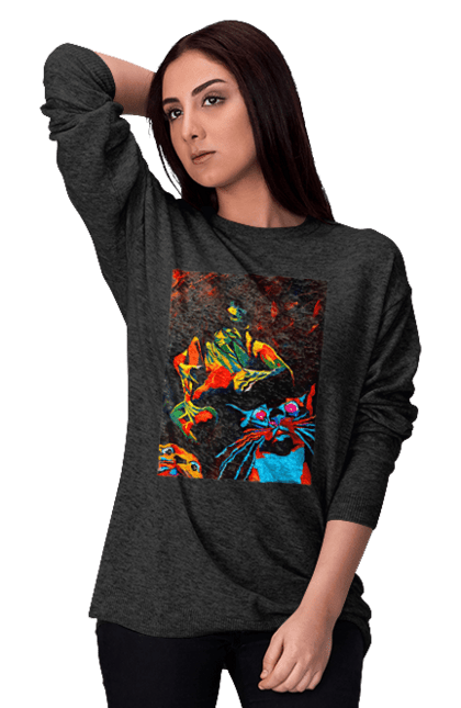 Світшот жіночий з принтом "Секс коти". Картина, коти, секс. 2070702