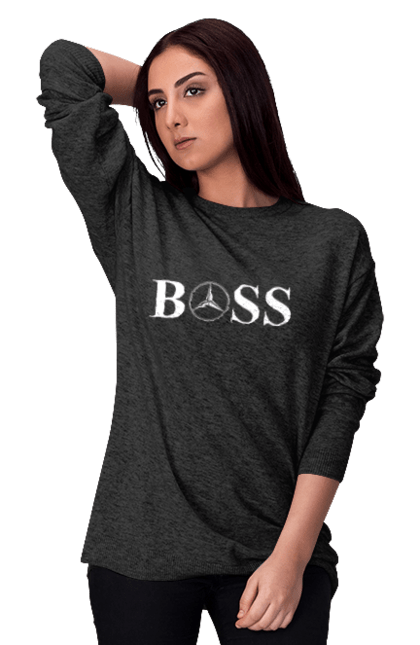 Світшот жіночий з принтом "бос Мерседес". Бос, машини, мерседес. 2070702