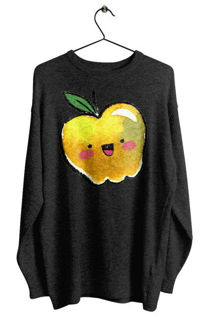 Світшот жіночий з принтом "Миле жовте яблуко". Літо, миле, смайлик, яблуко. 2070702