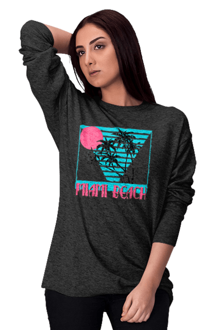 Світшот жіночий з принтом "Майамі Пальми". Захід, майамі, пальми, флоріда. 2070702