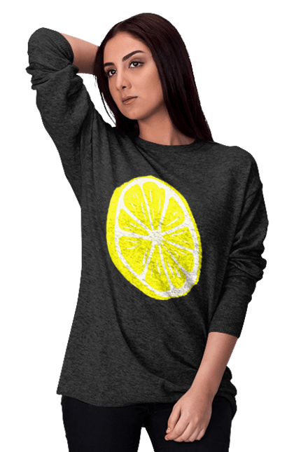 Світшот жіночий з принтом "Лимон". Великий, лимон, яскравий. 2070702