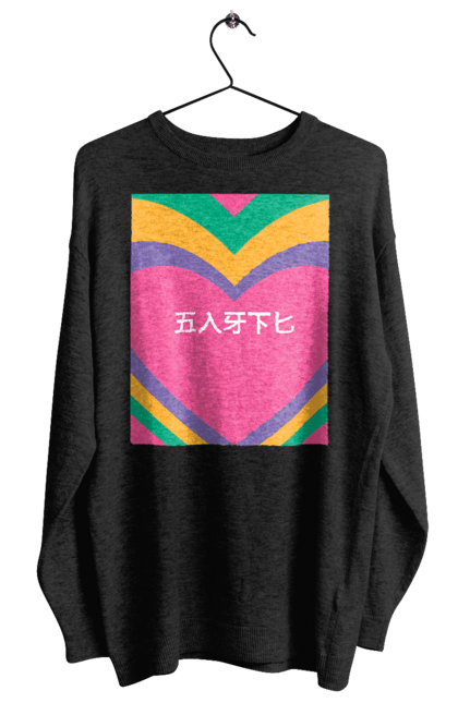 Women`s sweatshirt with prints Бле. Hieroglyphs, inscription. 2070702