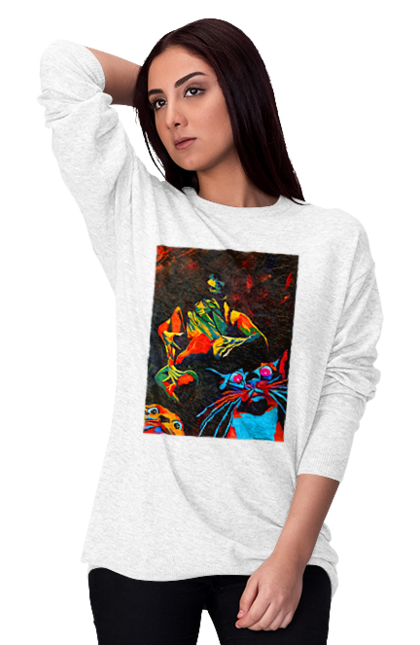 Світшот жіночий з принтом "Секс коти". Картина, коти, секс. 2070702