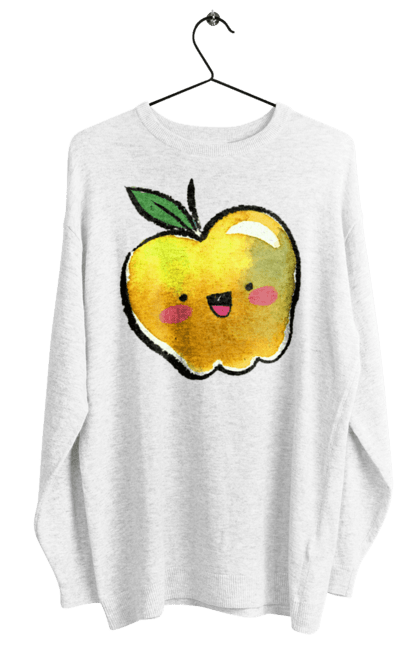 Світшот жіночий з принтом "Миле жовте яблуко". Літо, миле, смайлик, яблуко. 2070702