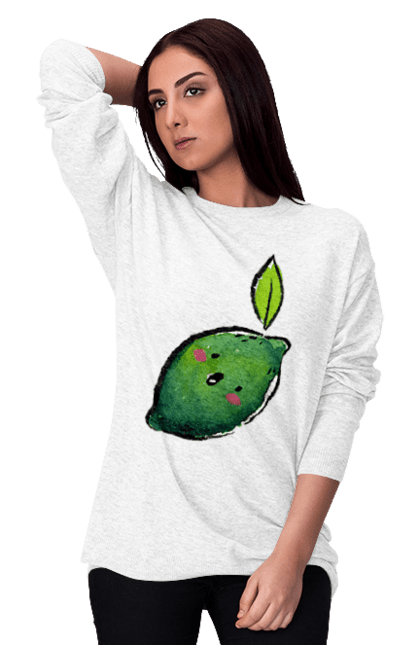 Світшот жіночий з принтом "Любий лайм". Лайм, літо, любий, посмішка. 2070702