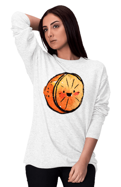 Світшот жіночий з принтом "Милий апельсин". Апельсин, літо, любий, смайлик. 2070702
