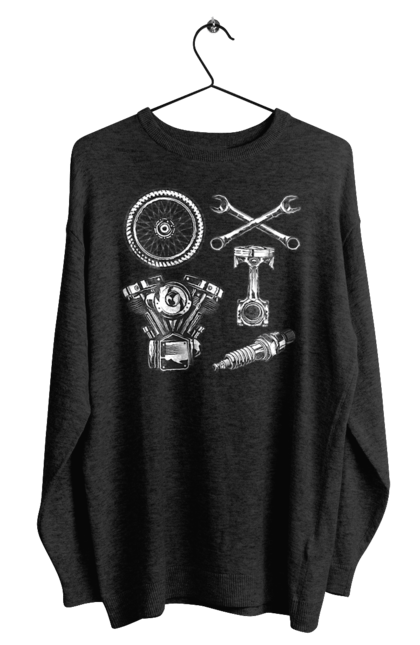 Світшот чоловічий з принтом "мото набір". Вінтаж, інструменти, мото, ретро. 2070702