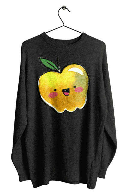 Світшот чоловічий з принтом "Миле жовте яблуко". Літо, миле, смайлик, яблуко. 2070702