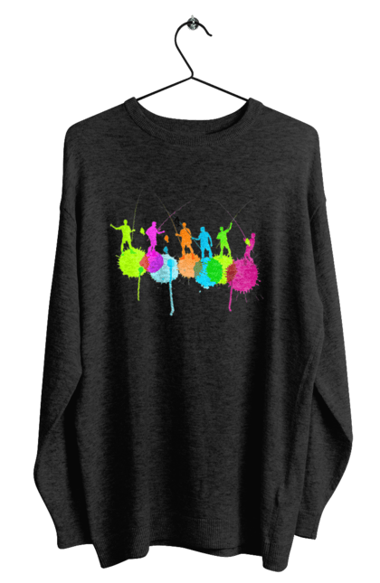 Світшот чоловічий з принтом "Яскрава рибалка". Вудки, рибалка, рибалки. 2070702