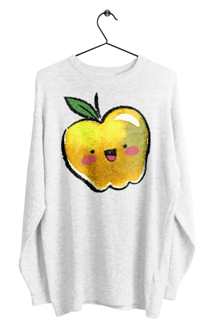 Світшот чоловічий з принтом "Миле жовте яблуко". Літо, миле, смайлик, яблуко. 2070702