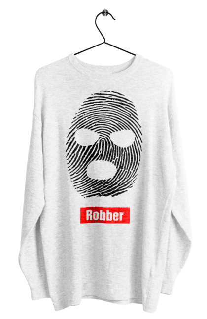 Світшот чоловічий з принтом "Відбиток Робер". Балаклава, відбиток, обличчя. 2070702