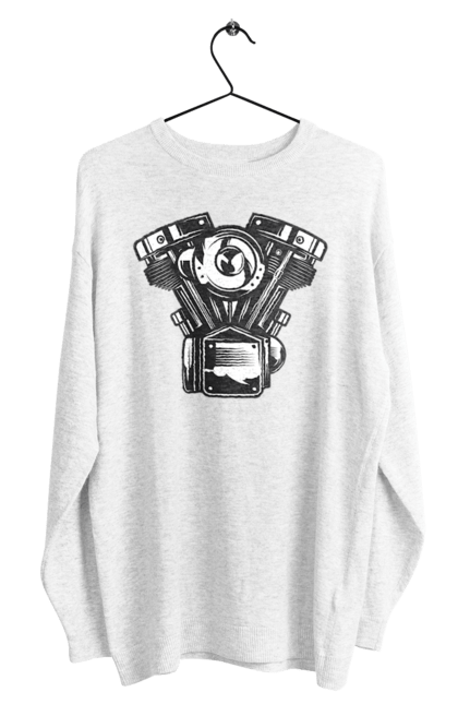 Men`s sweatshirt with prints moto engine. Engine, moto, retro, vintage. 2070702