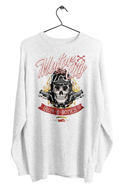 Світшот чоловічий з принтом "Мотор Сіті". Зброя, окуляри, череп. 2070702