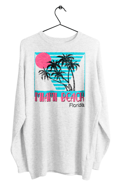 Світшот чоловічий з принтом "Майамі Пальми". Захід, майамі, пальми, флоріда. 2070702