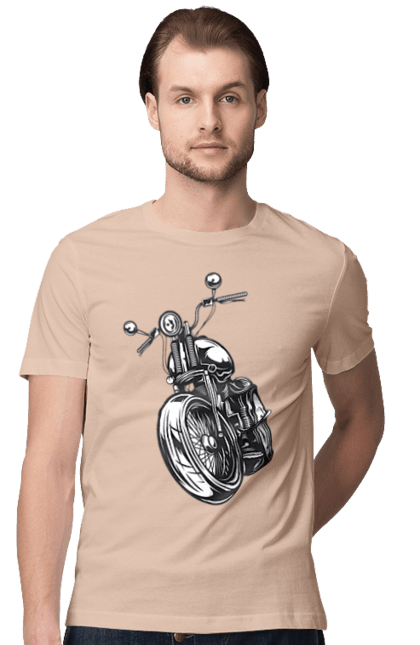 Футболка мужская с принтом Мотоцикл. Байк, винтаж, мото, ретро. 2070702