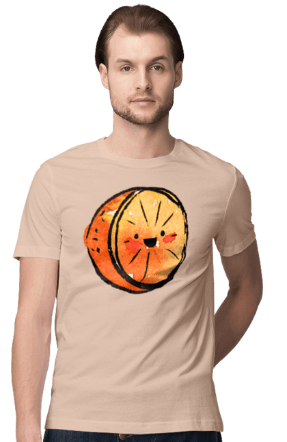 Men`s t-shirt with prints Cute orange. Expensive, orange, smiley, summer. 2070702