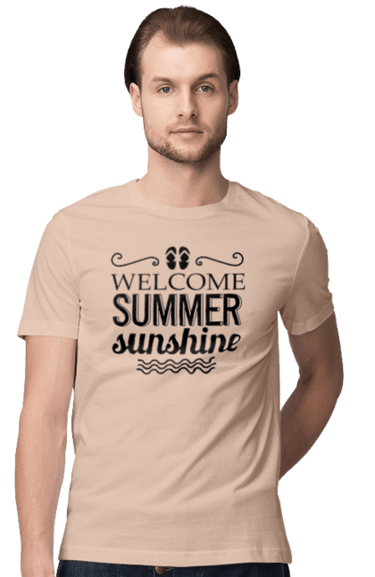 Футболка чоловіча з принтом "Привіт літні заходи". Вьетнамки, літо, сонце. 2070702