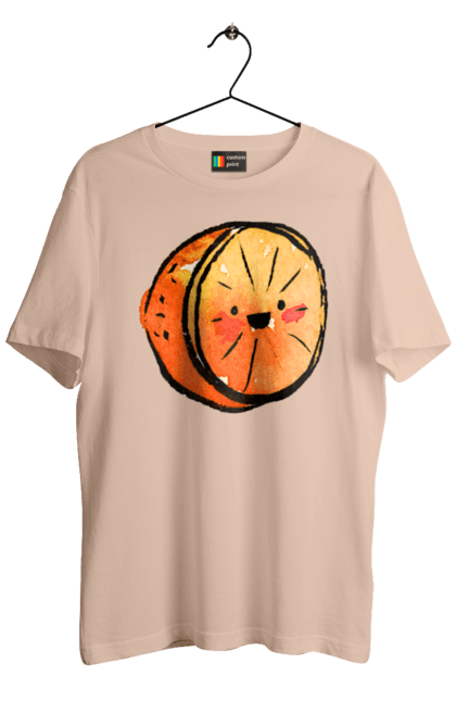 Men`s t-shirt with prints Cute orange. Expensive, orange, smiley, summer. 2070702