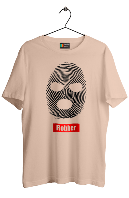 Футболка чоловіча з принтом "Відбиток Робер". Балаклава, відбиток, обличчя. 2070702