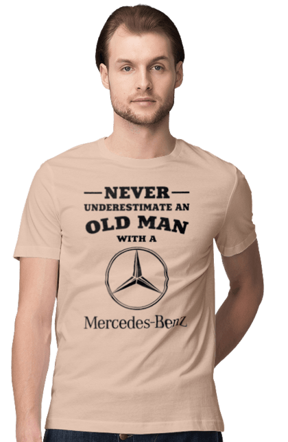Футболка чоловіча з принтом "Never underestimate". Машини, мерседес. 2070702