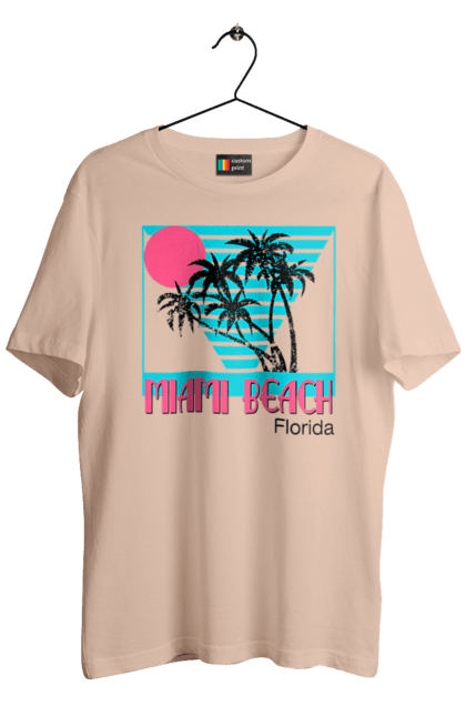 Футболка чоловіча з принтом "Майамі Пальми". Захід, майамі, пальми, флоріда. 2070702