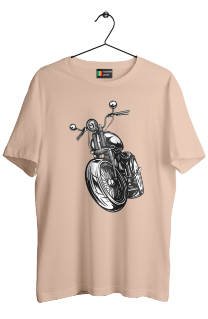 Футболка мужская с принтом Мотоцикл. Байк, винтаж, мото, ретро. 2070702