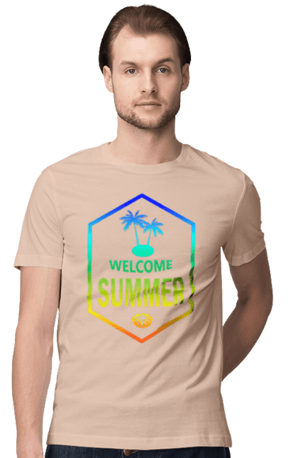 Men`s t-shirt with prints Hi summer 1. Gradient, hi, summer. 2070702