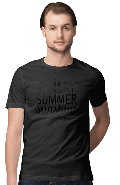Футболка чоловіча з принтом "Привіт літні заходи". Вьетнамки, літо, сонце. 2070702