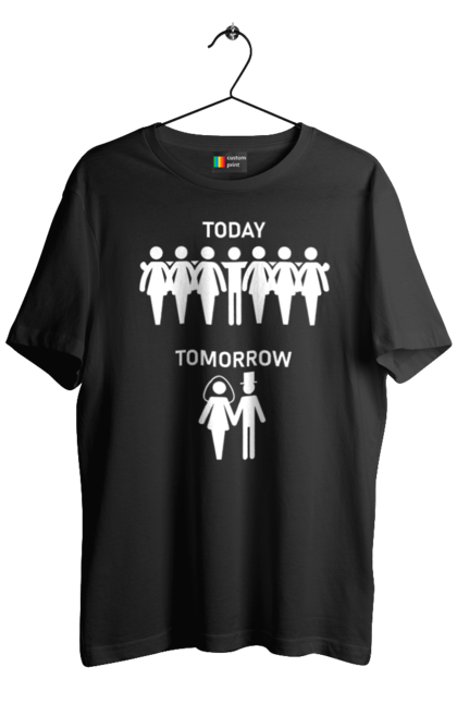 Men's t-shirt with prints Today Tomorrow. Snipe, today, tomorrow, wedding. CustomPrint.market