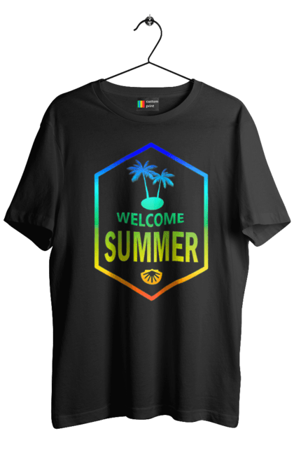 Футболка чоловіча з принтом "Привіт літо 1". Градієнт, літо, привіт. 2070702