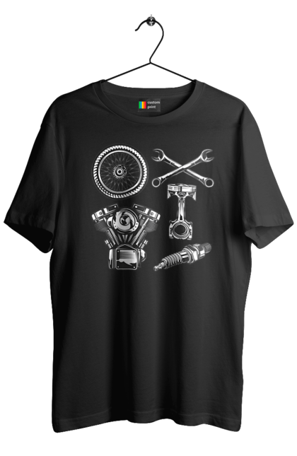 Футболка чоловіча з принтом "мото набір". Вінтаж, інструменти, мото, ретро. 2070702